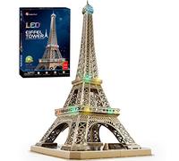 CubicFun Puzzle 3D LED La Tour Eiffel - Architecture Modèle Kits de Construction Cadeau pour Enfants et Adultes, 82 Pièces