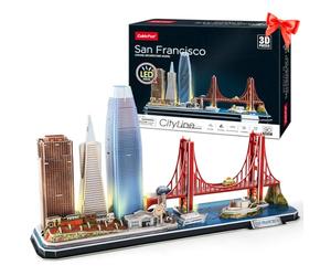 CubicFun Puzzle 3D LED San Francisco CityLine - 90 Pièces Kit de Décoration | Puzzle 3D de Golden Gate Bridge, 555 California Street et Autres Monuments de SF, Kits de Décoration et Cadeau Souvenir