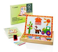 CUBIDI® Montessori Magic Board - Puzzle créatif en bois magnétique et tableau pour enfants en un - Tableau magnétique interactif avec 2 pages différentes - À partir de 3 ans - Pour garçons et filles