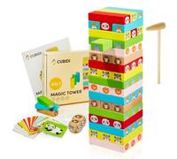 CUBIDI® Tour en bois à empiler - Tour trébuchante - Mignonne tour vacillante pour enfants à partir de 3 ans - Favorise le développement et les compétences motrices des tout-petits - Jeu d'adresse pour