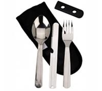 Cubierto acero inox. 3 pcs. con mosquetón de aluminio