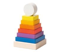 Cubika 15269 Tour d'empilage colorée carrée 8 pièces bois Ukrainian Toys