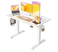 Cubiker Bureau Assis Debout Électrique - 120 x 60 cm Bureau Table Debout Réglable en Hauteur Acier T Pieds avec Panneau Contrôle à Fonctions Mémoires, Système Anti-Collision, Plateau Blanc