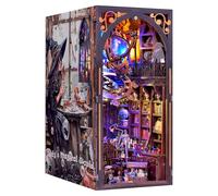 CUBiKRAFT Book Nook Maison de poupée miniature en bois à monter soi-même, lumières LED et meubles inclus, maison miniature Magic Shop, kit de coin de livre pour adultes, cadeaux pour famille/amis