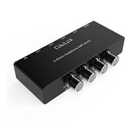 Cubilux Amplificateur audio en aluminium à 4 canaux 6,35 pouces, mini répartiteur d'écouteurs à très faible bruit pour partage et surveillance de musique, sortie casque TRS de 6,35 mm et entrée audio