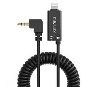 Cubilux Câble de microphone spiralé Lightning vers TRS 3,5 mm, Lightning à angle droit vers câble micro C de 0,3 cm, compatible avec Rode VideoMic Go, VideoMic Pro+, VideoMicro, Wireless GO, Boya Movo Shotgun Mic Plus