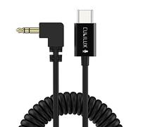 Cubilux Câble de microphone spiralé USB C vers TRS 3,5 mm, angle droit type C vers micro 0,3 cm, compatible avec Rode VideoMic Go, VideoMic Pro+, VideoMicro, Wireless GO, MKE 400/200 Boya Movo MIC