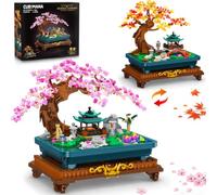 CUBIMANA Bonsaï Japonais 2-en-1, kit de Construction pour Adultes avec LED | 912 pièces, cerisier et érable en blocs, collection botanique, jardin zen japonais avec bassin, cadeau pour fans de plantes