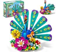 CUBIMANA Ensemble de Construction Paon Fleuri - Paon Fleurs Tournesol Fleur botanique et Animal Jouet Construction pour Maison Bureau décoration Artistique Cadeau Surprise Adultes Femmes (859 pièces)
