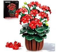 CUBIMANA Jeu de Construction de Plantes artificielles en Forme de géranium - Bonsaïs artificiels pour la décoration Maison et du Bureau 548 pièces Blocs de Construction Adultes et Femmes Cadeau Noël