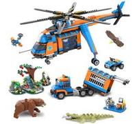 CUBIMANA Jungle Aventure - Ensemble de Construction Hélicoptère, Camion de Sauvetage, 1356 Pièces Cadeau Enfant 6+ans G
