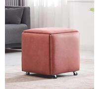 Cubique 5 en 1 en cuir avec roulettes pivotantes, tabouret ottoman empilable, fauteuil mobile pour salon, chambre à coucher, Leather12