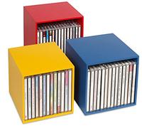 Cubix CD Box Colour - Wooden CD Storage Boxes : 3 boîtes CD pour jusqu'à 40 CD. Design décoratif et attrayant.
