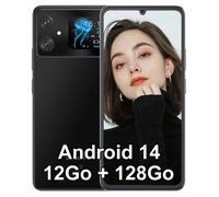 Cubot A20 Smartphone 12Go + 128Go 6.75"" /1.83"" Écran Arrière 48MP 5100mAh Android 14 Téléphone Portable GPS Double SIM 4G - Noir