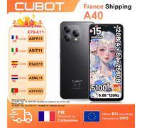 Cubot A40 Smartphone 12 Go(4 + 8) + 256 Go 6,88 ''120Hz Android 15 5100mAh NFC/GPS Reconnaissance faciale Téléphone 4G Portable IPS noir