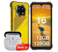 CUBOT Kingkong ES5 Telephone Portable Incassable 12Go + 128Go 7000mAh 6.88'' Smartphone 4G - Jaune,Avec Buds 3a Ecouteurs