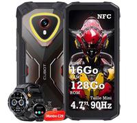 CUBOT Kingkong Mini 4 Telephone Portable Incassable 16Go + 128Go 4.7"" 4700mAh Smartphone IP68 4G - Noir Avec C29 Montre connectée