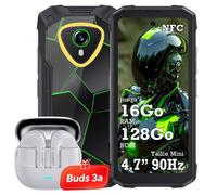CUBOT Kingkong Mini 4 Telephone Portable Incassable 16Go + 128Go 4.7"" 4700mAh Smartphone IP68 4G - Vert Avec Buds 3a Ecouteurs