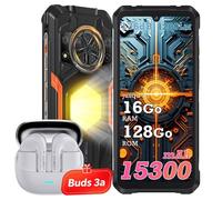 CUBOT Kingkong Power 5 Smartphone Robuste 16Go+ 128Go 15300mAh/33W 6.88"" 1200LM/136dB Haut-Parleur - Noir Avec Buds 3a Ecouteurs