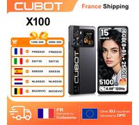 Cubot X100 16GB(8 + 8) RAM + 256GB ROM 64MP caméra 5100mAh Android 15 dimension 7025 5G Smartphone 6.88 "120Hz 33W NFC téléphone portable Black Add Watch C29