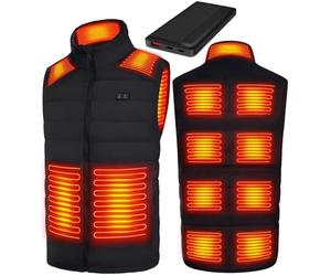 Cubovie Gilet Chauffant Avec Batterie Incluse, Veste Chauffante Homme, Électrique USB Vêtement de Chauffage avec 13 Zones de Chauffé 3 Températures Réglables Gilet(Noir,S)