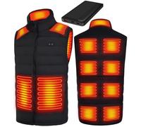 Cubovie Gilet chauffant pour homme avec batterie, gilet chauffant avec 13 zones de chauffage, 3 températures réglables, gilet chauffant d'hiver avec batterie, Noir , L