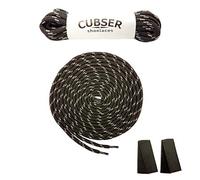 CUBSER Lot de 3 paires de lacets ronds durables de 5 mm pour randonnée, marche, extérieur et bottes de travail + support de lacets bonus (120 cm, noir/gris)