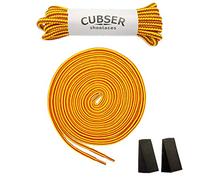 Cubser Lot de 3 paires de lacets ronds résistants de 5 mm pour la randonnée, la marche, l'extérieur et le travail + support de lacets en bonus (140 cm, jaune Firebird)