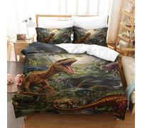 CUBSKRIRB Dinosaures 3D Imprimée Literie Parure De 3Pcs Microfibre Housse De Couette avec Taie d'oreiller Enfants Adolescents avec Fermeture Éclair Single(140x200cm)