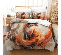 CUBSKRIRB Fox 3D Imprimé Ensemble De Literie 3Pcs Microfibre Sets Housse De Couette avec Taies d'oreiller Enfants Adolescents avec Fermeture Éclair King(220x240cm)