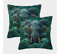 CUBSKRIRB Jungle Animals Housse De Coussin 2 Pièces Coussins Décoratifs Jungle Animals Décoratifs Motif Taie d'oreiller pour Canapé, Lit, Voiture 50x50cm