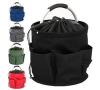 Cubstone 17L Panier de Nettoyage avec Poignée, Organiseur de Nettoyage Multi-Poches en Tissu Oxford, Sac à Outils Seau Pliable - Facile à Nettoyer et à Transporter(Black,A)