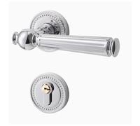 Cubstone Ensemble de Serrure à Levier,Alliage Zinc Kit Poignées de Porte Intérieure Serrure de Porte pour Salle de Bain ou Bureau(Silver B,Magnetic)
