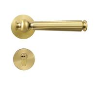 Cubstone Ensemble de Serrure à Levier,Alliage Zinc Kit Poignées de Porte Intérieure Serrure de Porte pour Salle de Bain ou Bureau(Gold C,Magnetic)