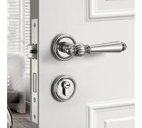 Cubstone Ensemble de Serrure à Levier,Ensemble de Poignées pour Salle de Bain Ensemble de Serrures D'entrée à Clé Universelles à Rotation Douce(Silver B,Silent)