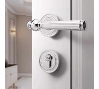 Cubstone Ensemble de Serrure à Levier,Ensemble de Poignées pour Salle de Bain Ensemble de Serrures D'entrée à Clé Universelles à Rotation Douce(Silver A,Magnetic)