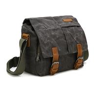 Cubstone Sacoche pour Appareil Photo Reflex,Sac à Bandoulière en Toile,Sac D'appareil-Photo SLR Imperméable en Toile de Cire - Étui Vintage avec Tampon D'intercalaire pour Voyage Quotidien(Dark Gray)