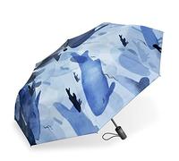 CUBY Parapluie de voyage pliable et compact avec revêtement anti-UV noir à ouverture et fermeture automatique pour protéger du vent, de la pluie et des UV à 99,9%