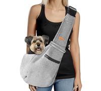 CUBY Sac à bandoulière pour Chien et Chat Petit Format avec Sangle réglable et Poche zippée, Sac Doux Mains Libres pour Petits Animaux, Voyage, sécurité, Gris Argent