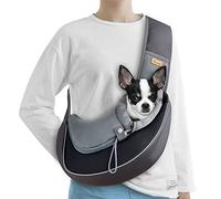 CUBY Sac de Transport pour Chiot et Chien, Respirant, Poche Avant de sécurité, Sac en Maille Mains Libres avec bandoulière réglable pour l'extérieur et Les Voyages (Noir, L)