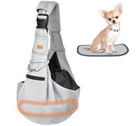 CUBY Sac de transport pour chiot, sac à bandoulière réversible réglable pour chien et chat pour chiens de petite et moyenne taille, sac à bandoulière mains libres pour chiot, protège-épaule avec