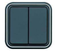 cubyko Double interrupteur va-et-vient encastré à griffes gris IP55 - HAGER WNE040G