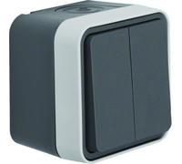 cubyko Double poussoir 1O/1F saillie gris IP55 - HAGER WNC044