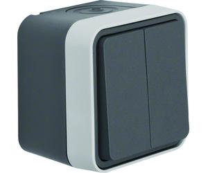 cubyko Double poussoir 1O/1F saillie gris IP55 - HAGER WNC044