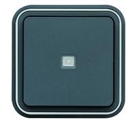 cubyko Poussoir 1F à voyant témoin encastré à griffes gris IP55 - HAGER WNE023G