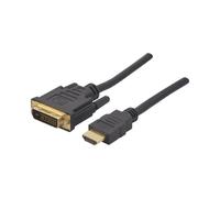 CUC Exertis Connect 127875 : Câble vidéo 2m HDMI vers DVI, contacts plaqués or, résolution 1080p, noir, Plug and Play, unité unique.