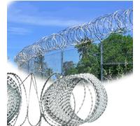 CucCe Clôture en fil barbelé Grillage à lame de rasoir, fil d'acier galvanisé, bobine à double hélice, clôture de jardin/cour, 20 m