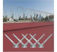 CucCe Clôture en fil barbelé Support en V galvanisé à chaud, support d'extension en fil de rasoir, bras d'extension en fil de fer barbelé galvanisé à chaud(Silver-4pcs)