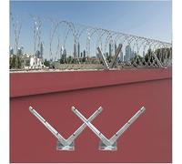 CucCe Clôture en fil barbelé Support en V galvanisé à chaud, support d'extension en fil de rasoir, bras d'extension en fil de fer barbelé galvanisé à chaud(Silver-2pcs)