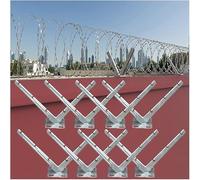 CucCe Clôture en fil barbelé Support en V galvanisé à chaud, support d'extension en fil de rasoir, bras d'extension en fil de fer barbelé galvanisé à chaud(Silver-8pcs)